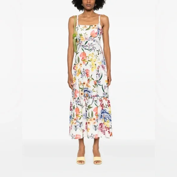 chinese dress ladies Off-White Flora Tapestry Lenzing Ecovero Euroflax Maxi Dress  FARM Rio